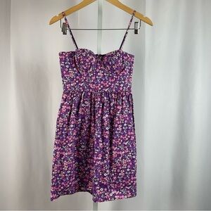 Moda International Size 2 Purple Micro Floral Sleeveless Mini Dress Boho Spring
